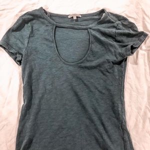 Blue/grey Charlotte Russe swoop neck shirt
